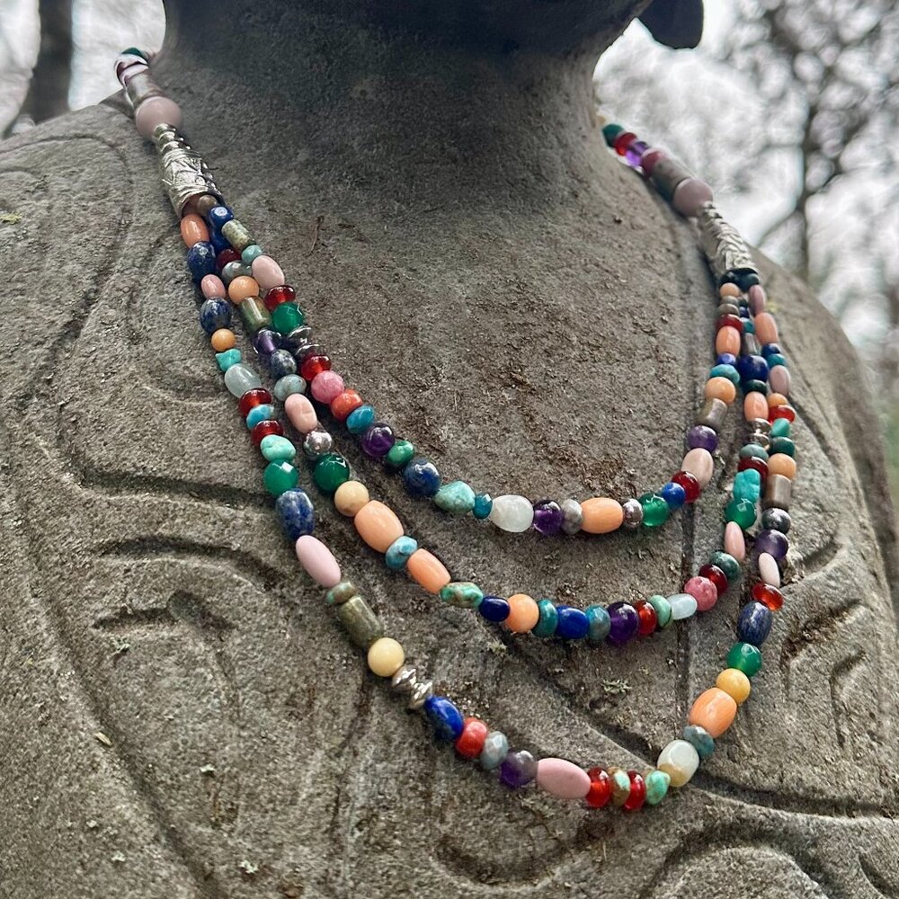 NWT Jay King Multi-Gemstone 3-Strand Necklace | Adjustable 20–23” | 263